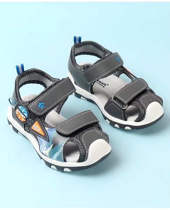 Cute Walk by Babyhug Double Velcro Closure Camo Printed Sandals - Grey