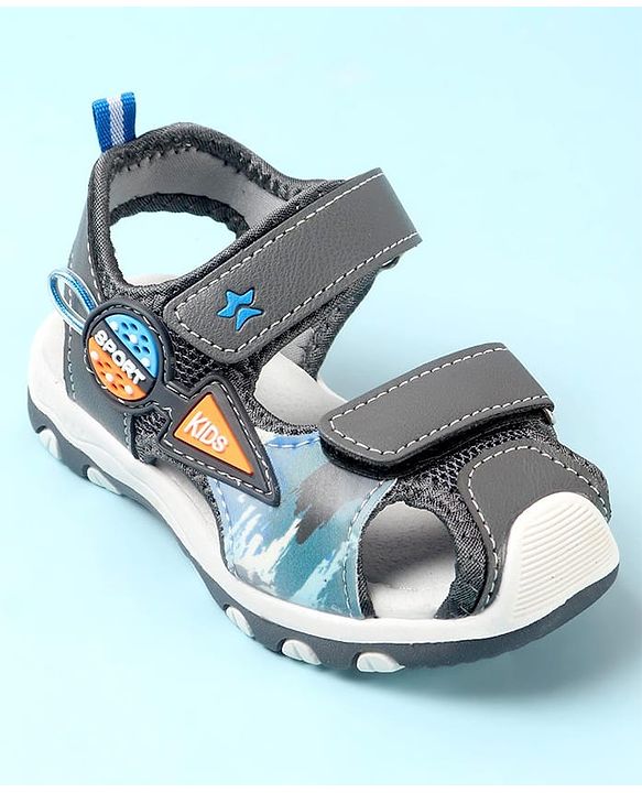 Cute Walk by Babyhug Double Velcro Closure Camo Printed Sandals - Grey