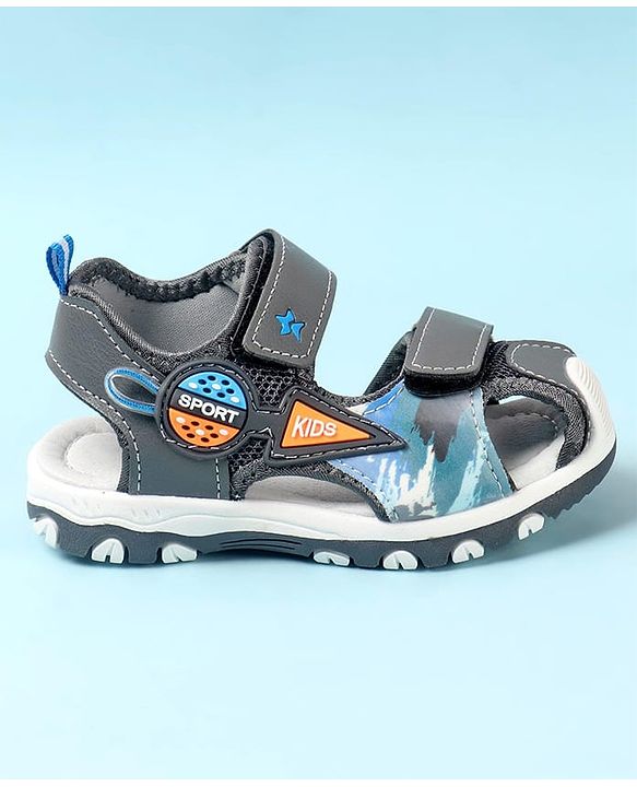 Cute Walk by Babyhug Double Velcro Closure Camo Printed Sandals - Grey