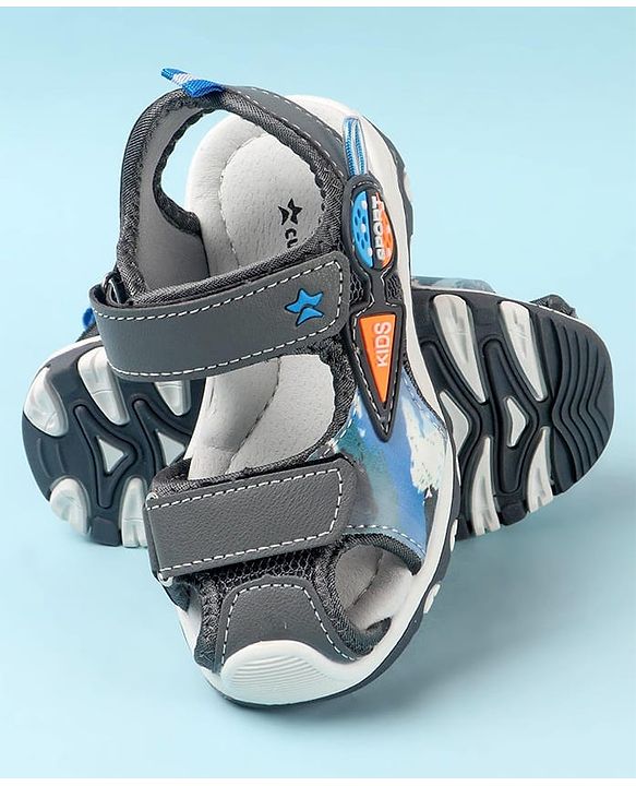 Cute Walk by Babyhug Double Velcro Closure Camo Printed Sandals - Grey