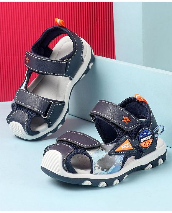 Cute Walk by Babyhug Double Velcro Closure Camo Printed Sandals - Blue