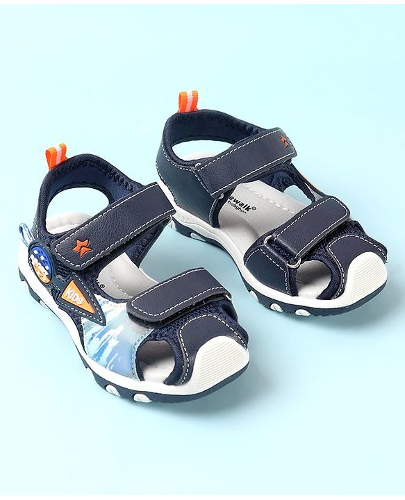 Cute Walk by Babyhug Double Velcro Closure Camo Printed Sandals - Blue