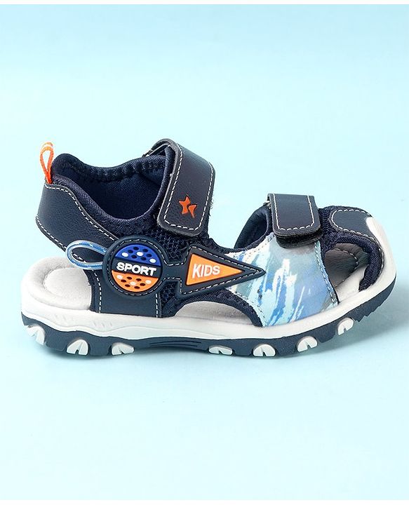 Cute Walk by Babyhug Double Velcro Closure Camo Printed Sandals - Blue