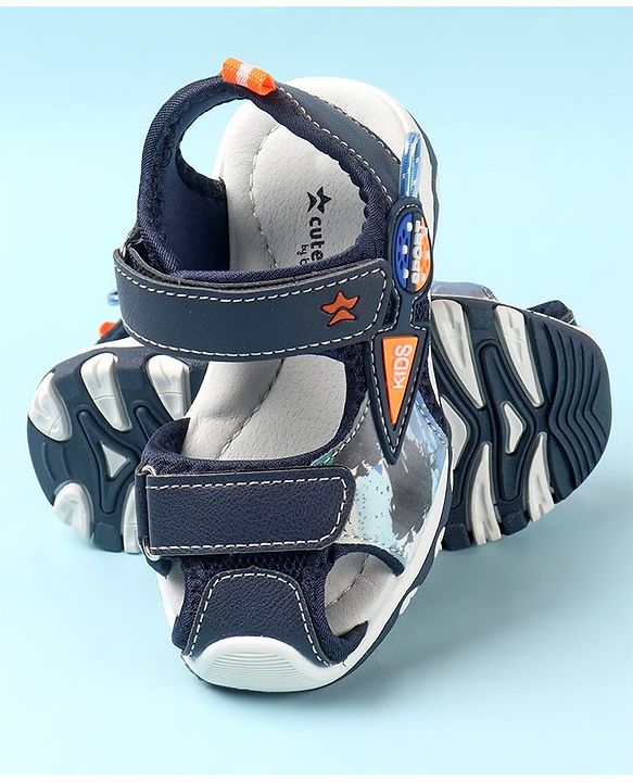 Cute Walk by Babyhug Double Velcro Closure Camo Printed Sandals - Blue