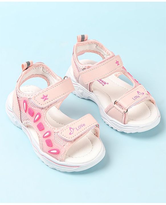 Cute Walk by Babyhug Slip On Sandals with Velcro Closure - Pink