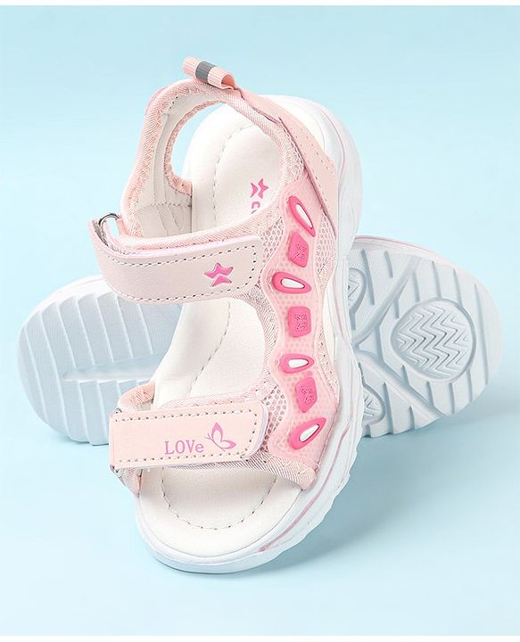 Cute Walk by Babyhug Slip On Sandals with Velcro Closure - Pink