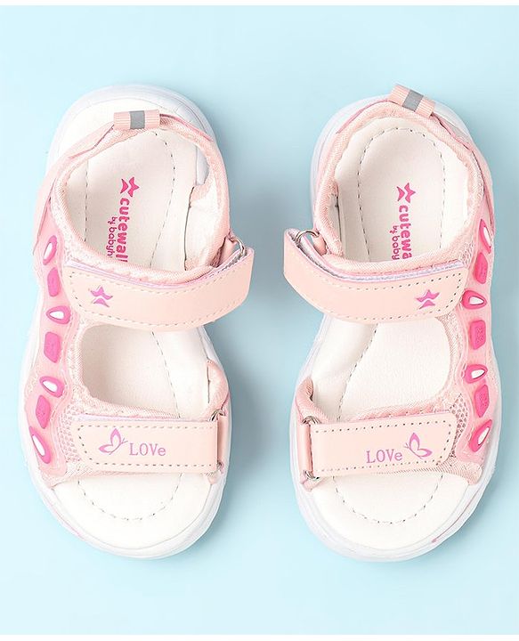 Cute Walk by Babyhug Slip On Sandals with Velcro Closure - Pink