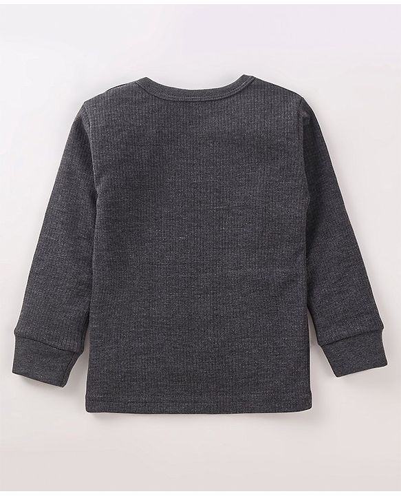 Babyhug Pull Over Full Sleeve Solid Color Thermal Vest - Grey