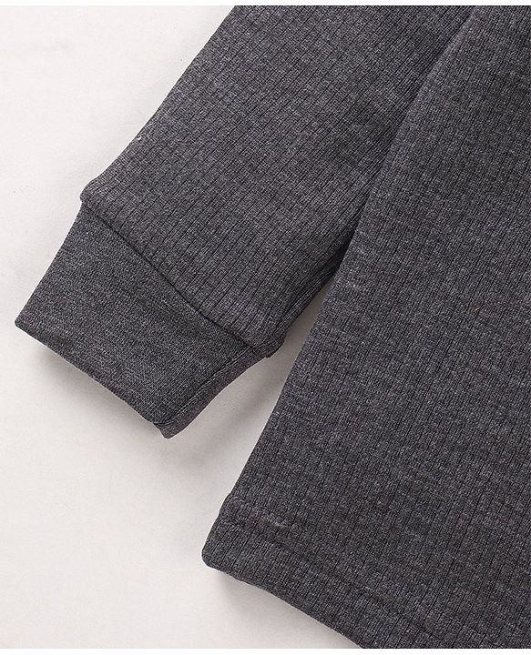Babyhug Pull Over Full Sleeve Solid Color Thermal Vest - Grey