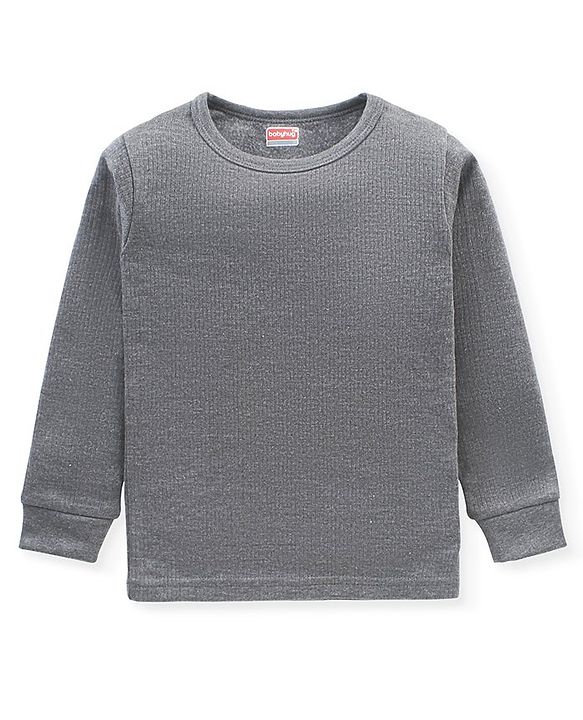 Babyhug Pull Over Full Sleeve Solid Color Thermal Vest - Grey