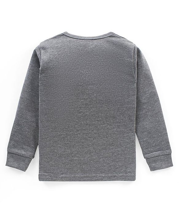 Babyhug Pull Over Full Sleeve Solid Color Thermal Vest - Grey