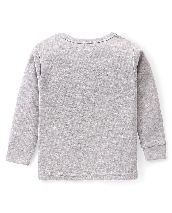 Babyhug Pull Over Full Sleeve Solid Color Thermal Vest - Light Grey
