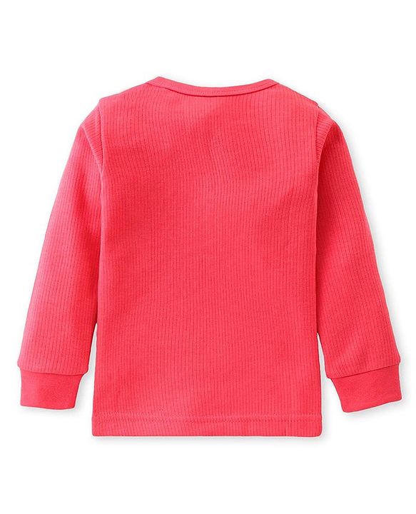 Babyhug Pull Over Full Sleeve Solid Color Thermal Vest - Coral