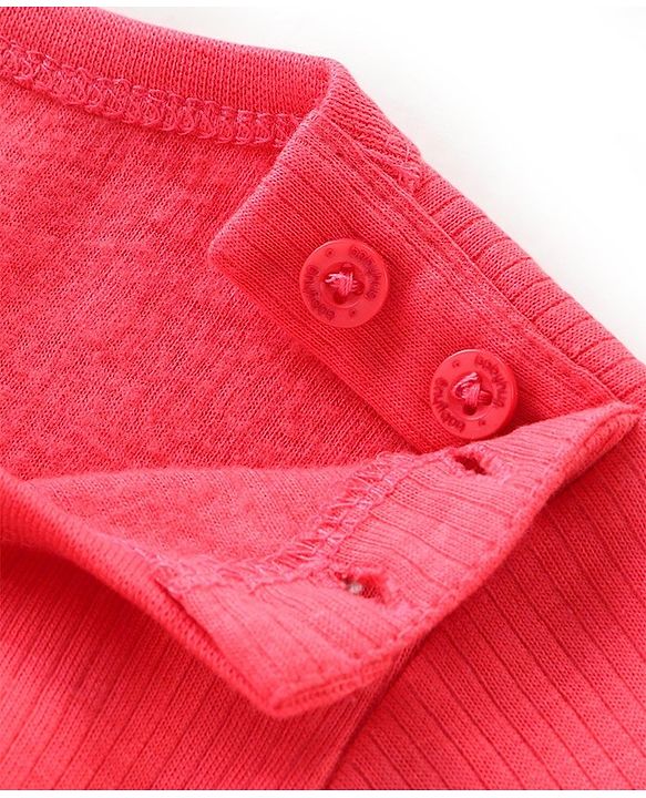 Babyhug Pull Over Full Sleeve Solid Color Thermal Vest - Coral
