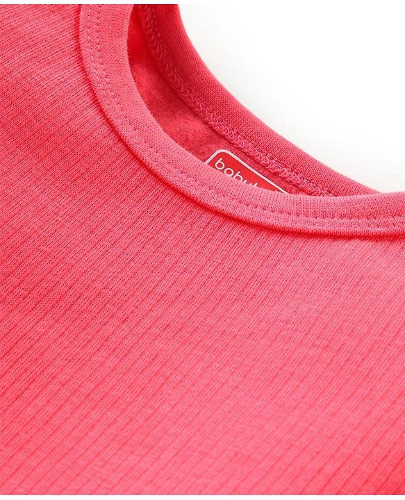 Babyhug Pull Over Full Sleeve Solid Color Thermal Vest - Coral