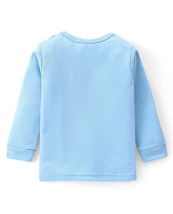 Babyhug Full Sleeves Pull Over Solid Color Thermal Vest - Blue