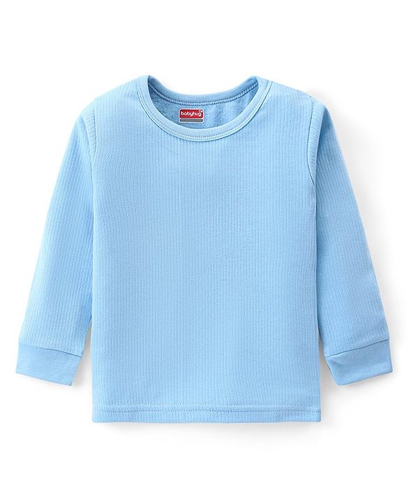 Babyhug Full Sleeves Pull Over Solid Color Thermal Vest - Blue