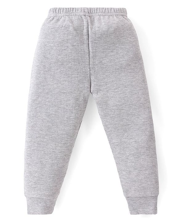 Babyhug Full Sleeves Solid Colour Front Open Thermal Vest & Pant Set - Grey