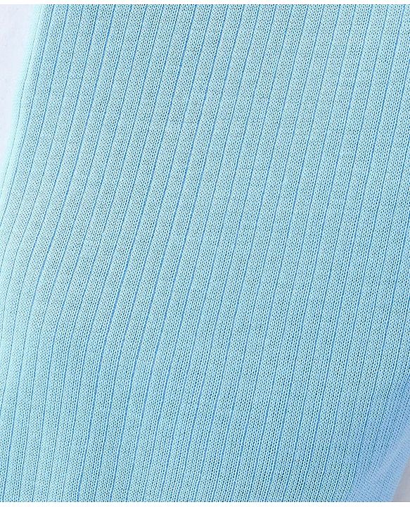 Babyhug Full Sleeves Front Open Solid Thermal Vest & Pant - Blue
