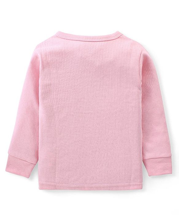 Babyhug Full Sleeves Front Open Solid Thermal Vest & Pant - Pink