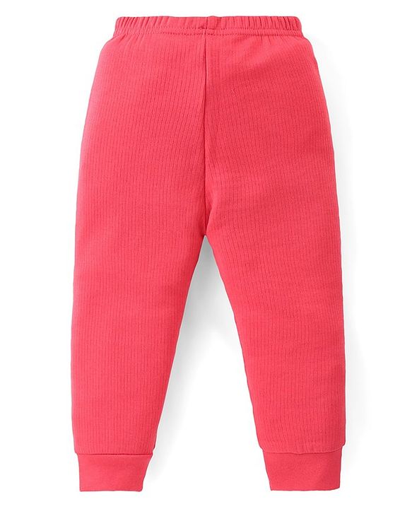 Babyhug Full Sleeves Front Open & Solid Colour Thermal Vest and Pant Set - Coral