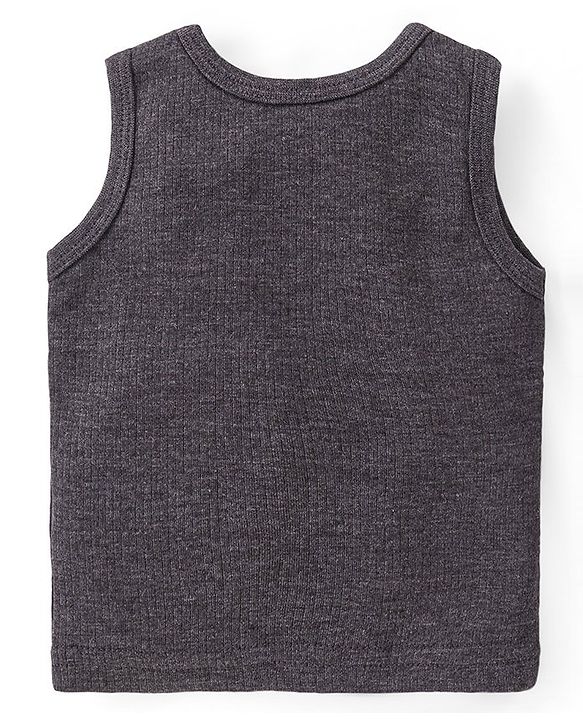 Babyhug Solid Full Sleeves Thermal Vests & Pant Set - Dark Grey