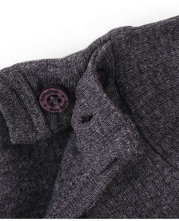 Babyhug Solid Full Sleeves Thermal Vests & Pant Set - Dark Grey