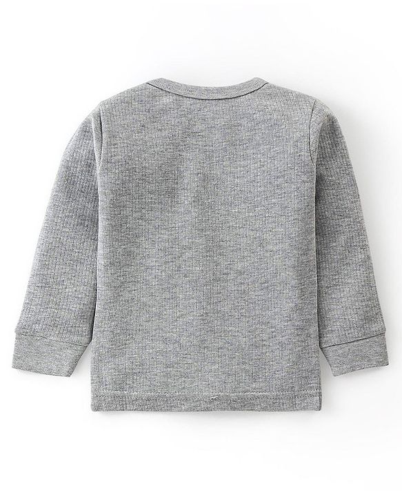 Babyhug Full Sleeves Solid Thermal Vests & Pant Set -Light Grey