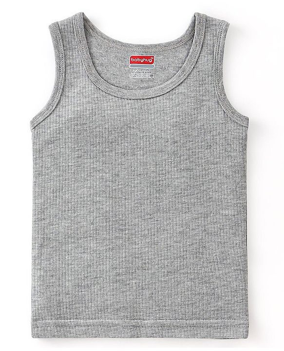 Babyhug Full Sleeves Solid Thermal Vests & Pant Set -Light Grey