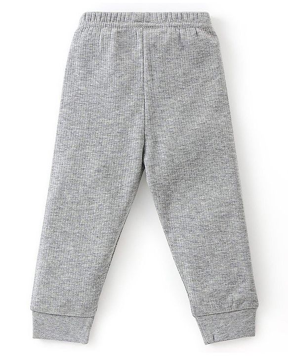 Babyhug Full Sleeves Solid Thermal Vests & Pant Set -Light Grey