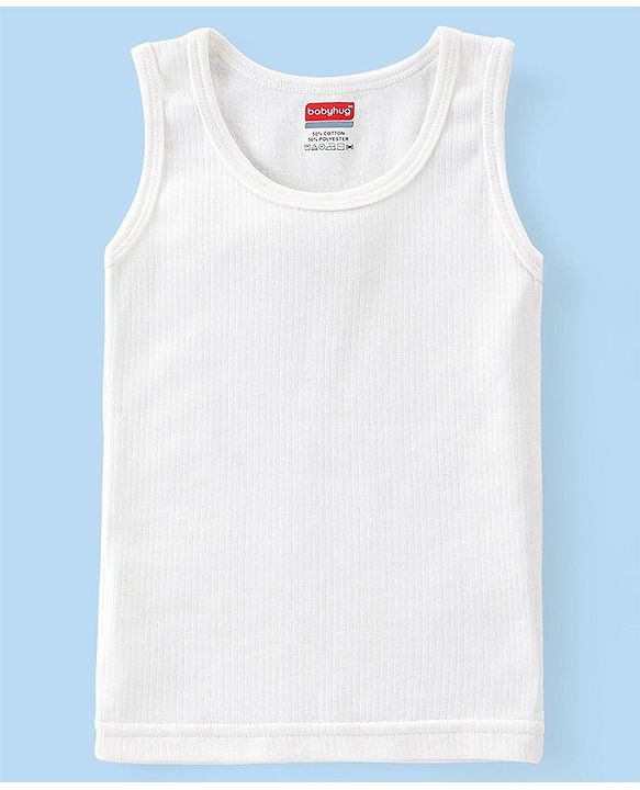 Babyhug Full Sleeves Solid Thermal Vests & Pant Set - Offwhite