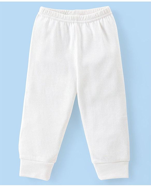 Babyhug Full Sleeves Solid Thermal Vests & Pant Set - Offwhite
