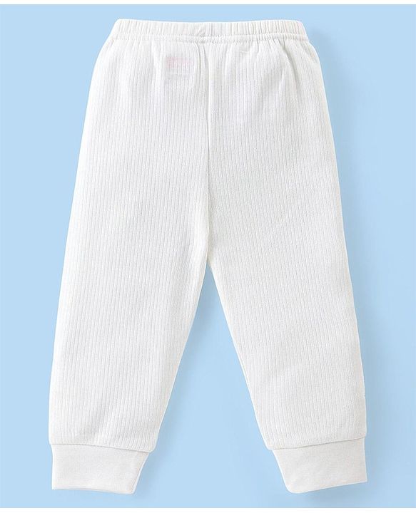 Babyhug Full Sleeves Solid Thermal Vests & Pant Set - Offwhite