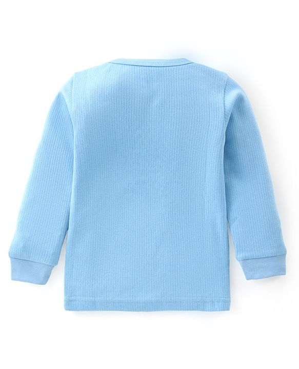 Babyhug Full Sleeves Solid Thermal Vests & Pant Set -Blue