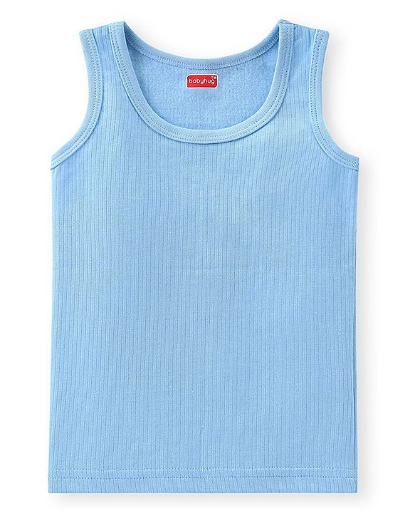 Babyhug Full Sleeves Solid Thermal Vests & Pant Set -Blue