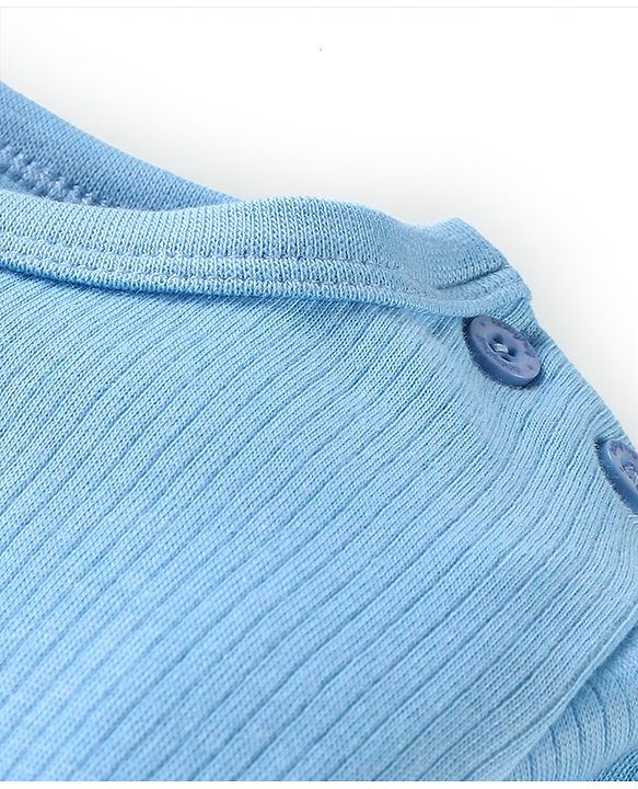Babyhug Full Sleeves Solid Thermal Vests & Pant Set -Blue