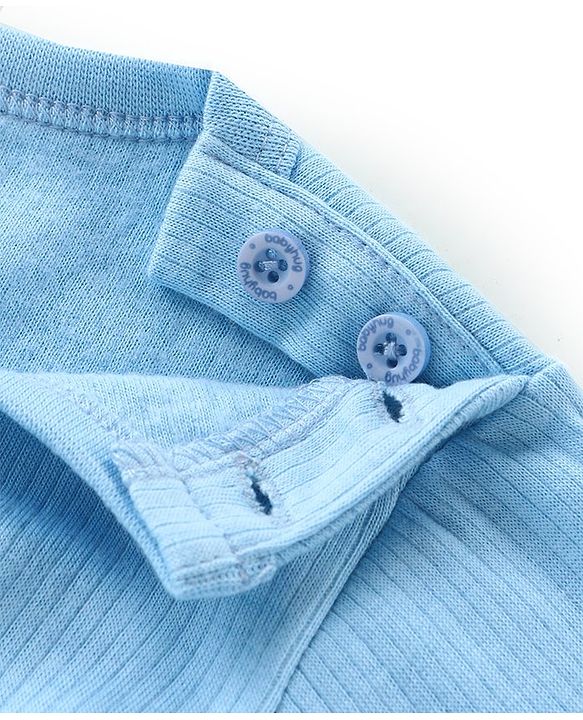 Babyhug Full Sleeves Solid Thermal Vests & Pant Set -Blue