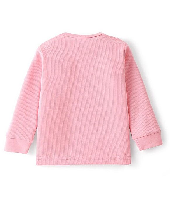 Babyhug Full Sleeves Solid Thermal Vests & Pant Set - Pink
