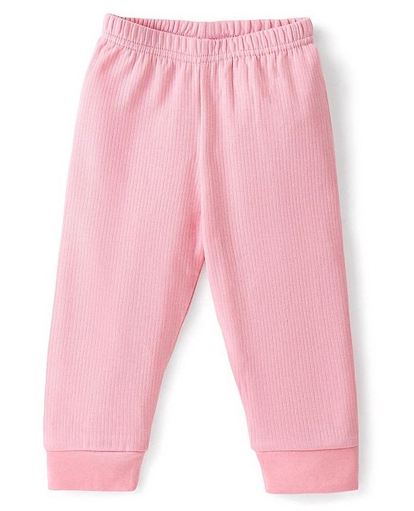 Babyhug Full Sleeves Solid Thermal Vests & Pant Set - Pink