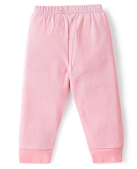 Babyhug Full Sleeves Solid Thermal Vests & Pant Set - Pink