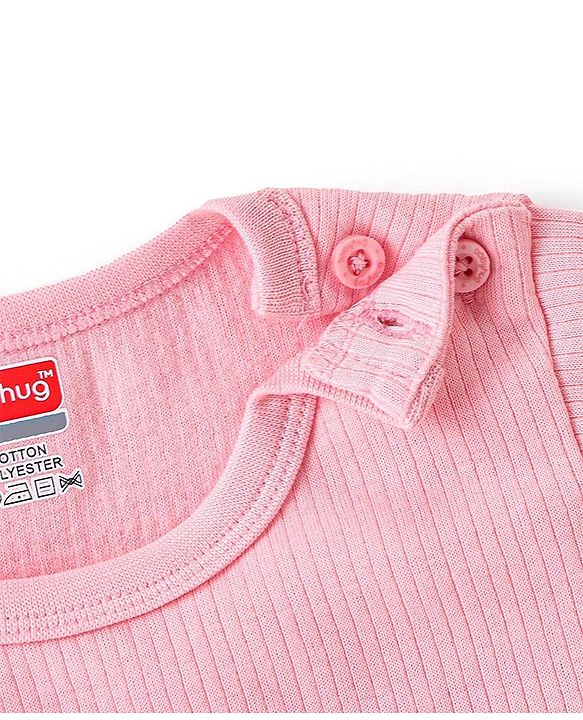 Babyhug Full Sleeves Solid Thermal Vests & Pant Set - Pink