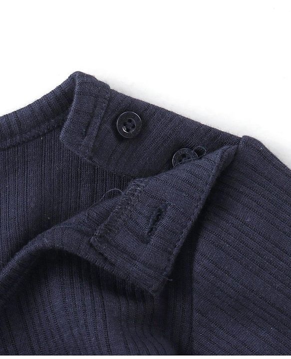 Babyhug Full Sleeves Solid Thermal Vests & Pant Set -Dark Navy Blue