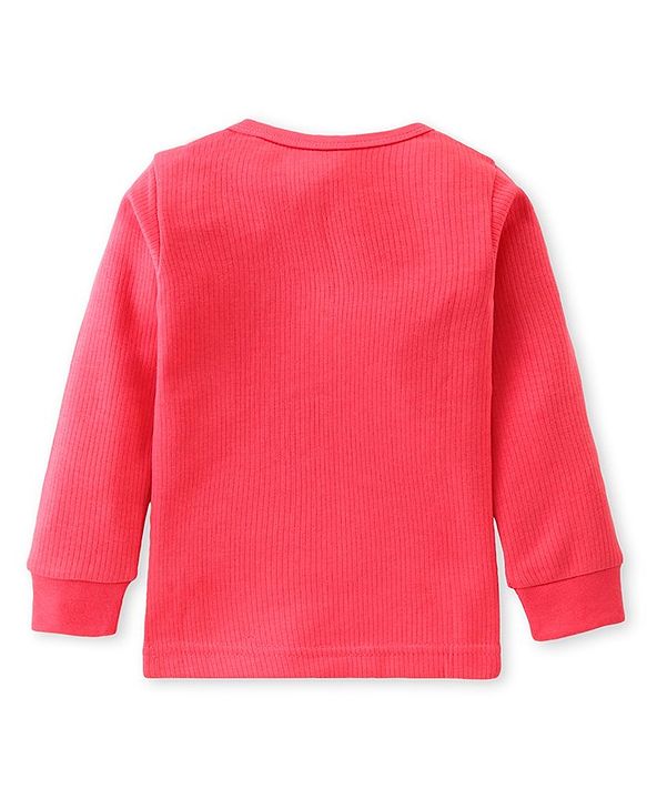Babyhug Full Sleeves Solid Thermal Vests & Pant Set -Coral