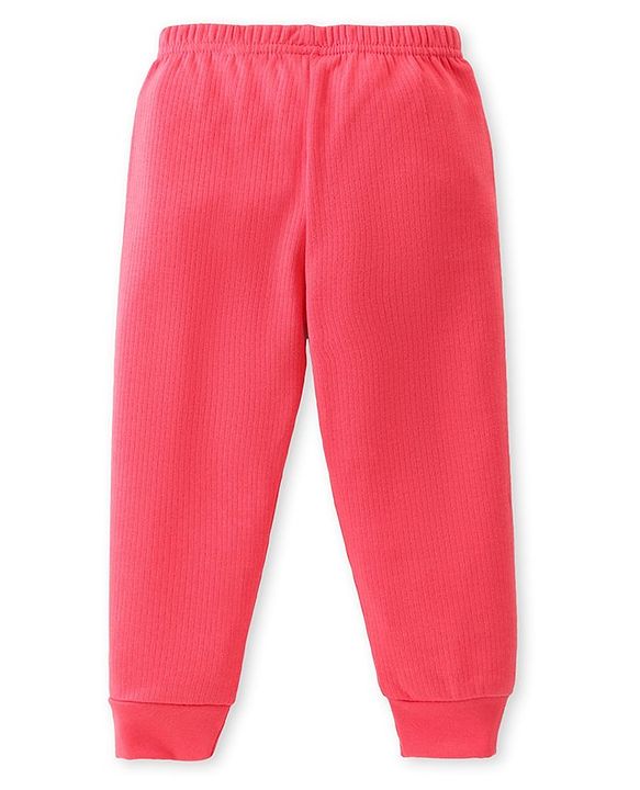 Babyhug Full Sleeves Solid Thermal Vests & Pant Set -Coral
