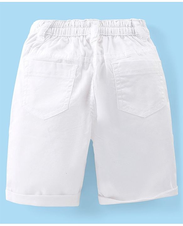 Babyhug Cotton Woven Half Sleeves Checked Shirt & Shorts Set - White & Green