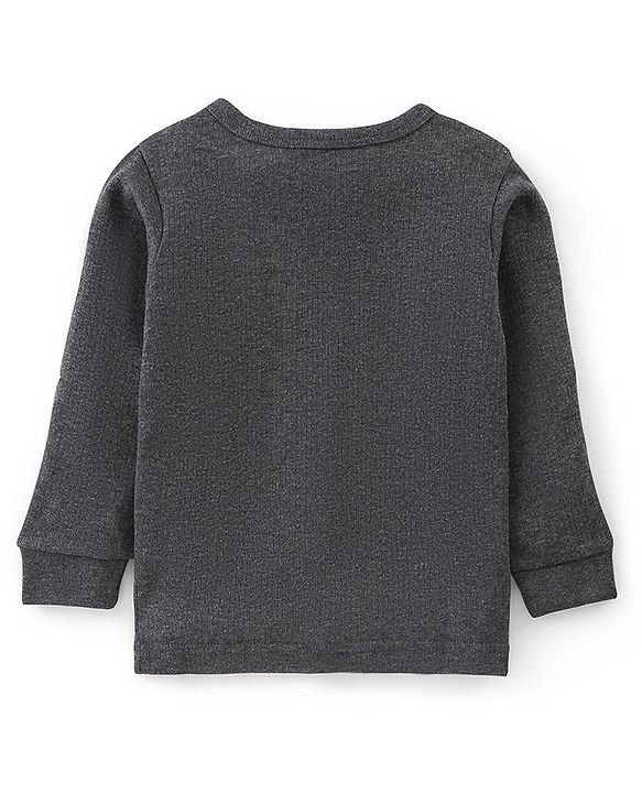 Babyhug Cotton Blend Full Sleeves Front Open Solid Color Thermal Wear Pack Of 2 - Grey