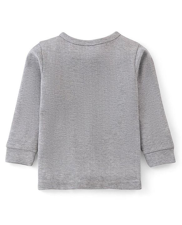 Babyhug Cotton Blend Full Sleeves Front Open Solid Color Thermal Wear Pack Of 2 - Grey
