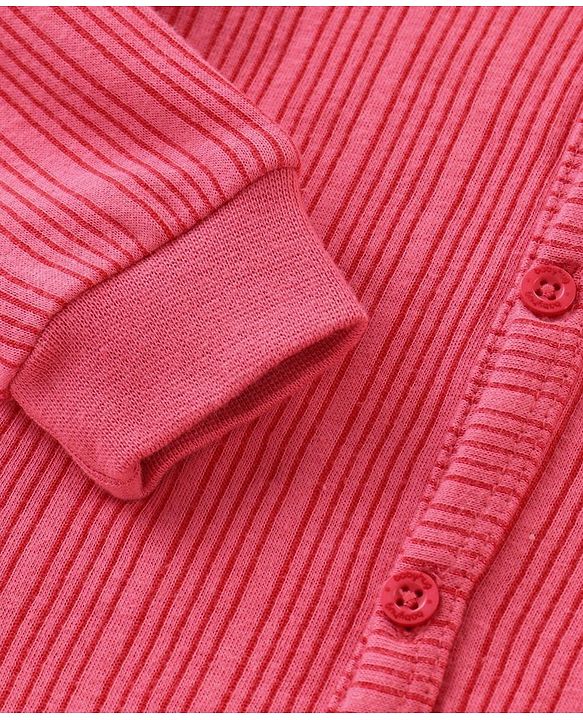 Babyhug Front Open Full Sleeves Thermal Vest Solid Colour Pack of 2- Pink & Coral