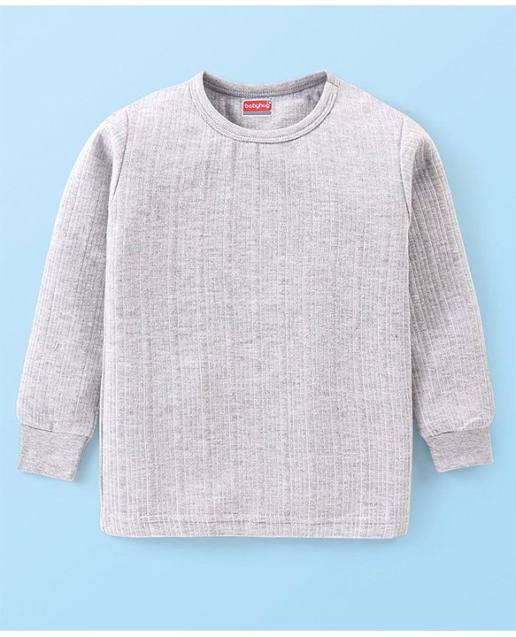 Babyhug Full Sleeves Pullover Thermal Vests with Solid Colours Pack of 2 - Grey