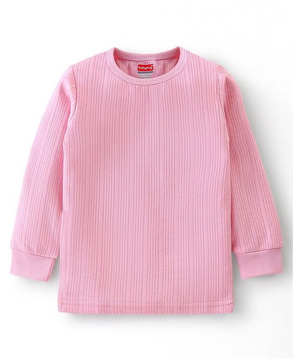 Babyhug Pullover Full Sleeves Solid Thermal Vests Pack of 2 - Pink & Coral